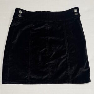 Free People Black Velvet Mini Skirt